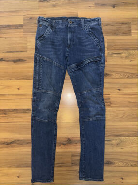 G-Star Raw Rackam 3D Skinny Jeans Moto Biker Dark Wash Stretch 33x33 Streetwear